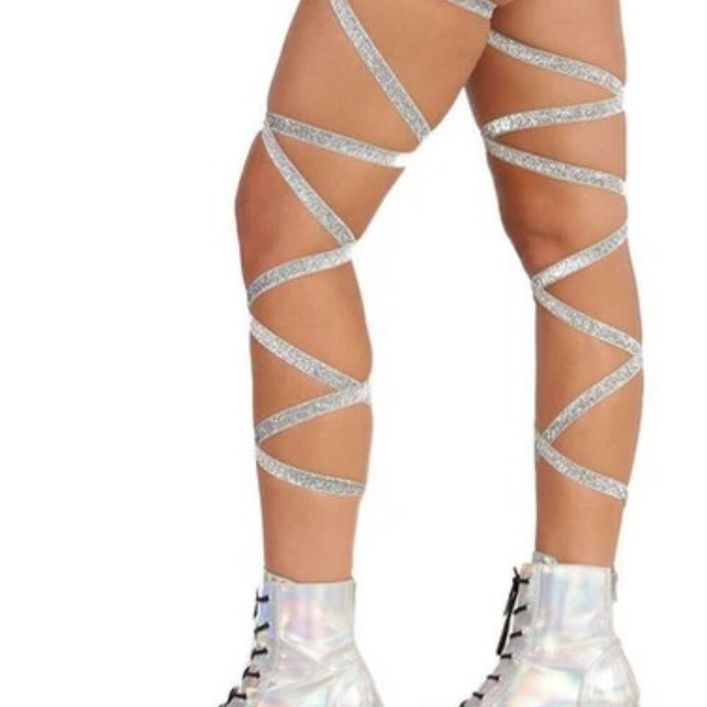 *****Blue***** Glitter Non-Slip Leg Ties (Pair)
